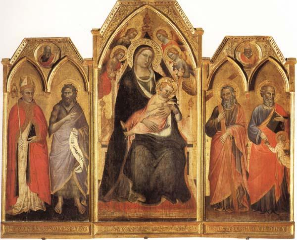 Spinello Aretino Madonna and Child Enthroned with SS.Paulinus,john the Baptist,Andrew,and Matthew France oil painting art